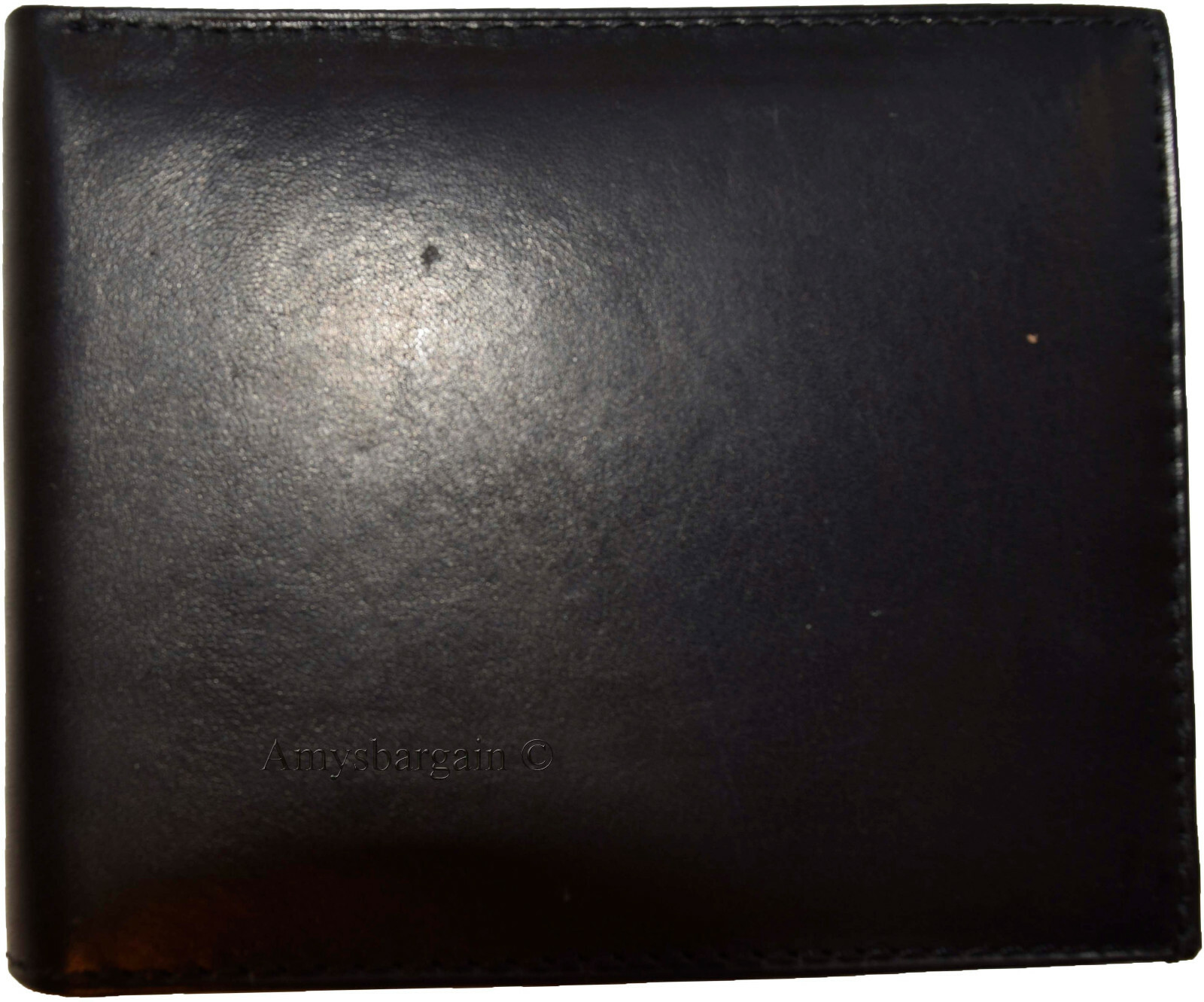 lot of 6 men's black bifold new calfskin leather 2 bill slots 7 card 1 id window - Image 3