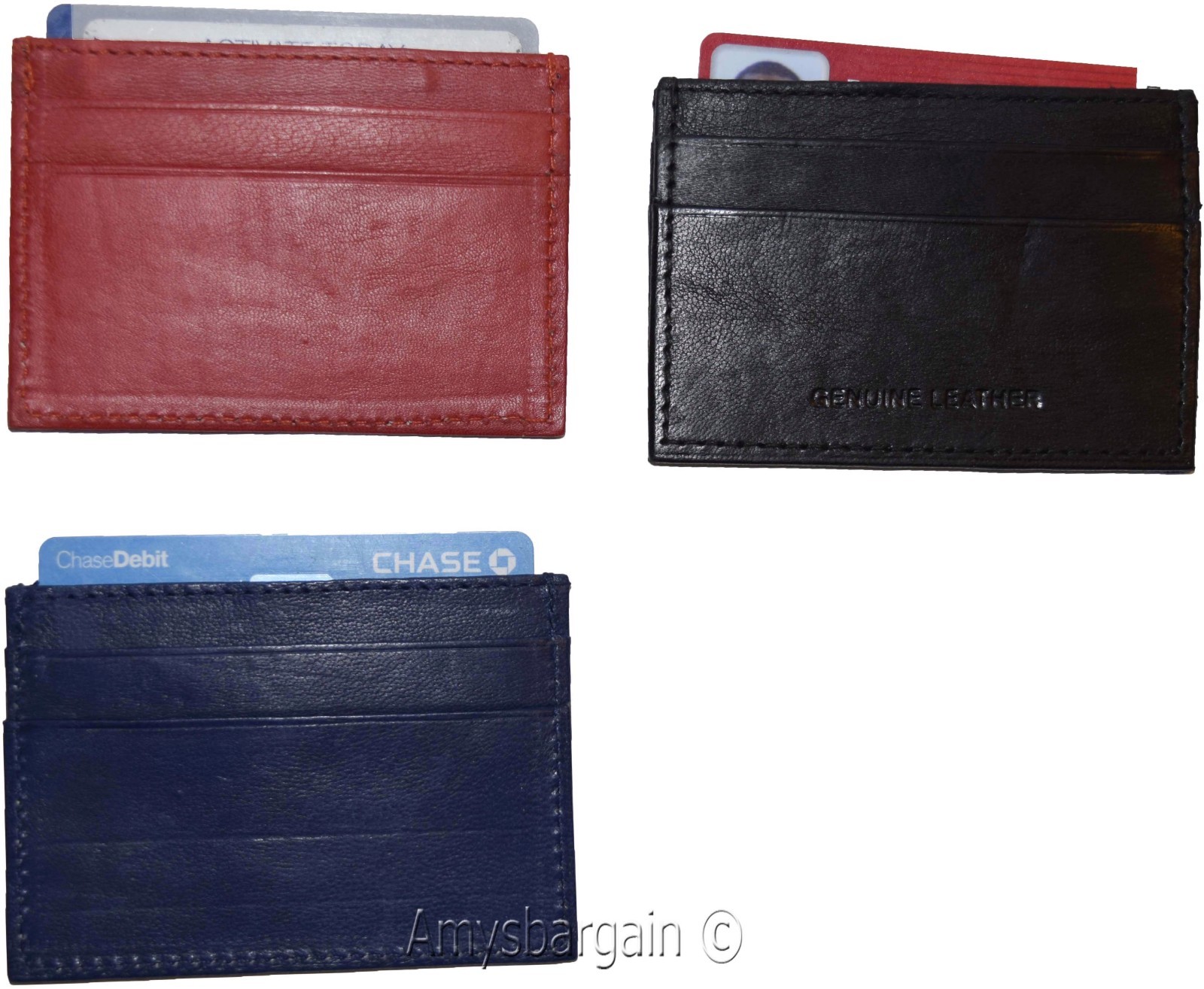 lot of 6. slim credit card case, 5 credit card leather case, thin flat card case - Image 7