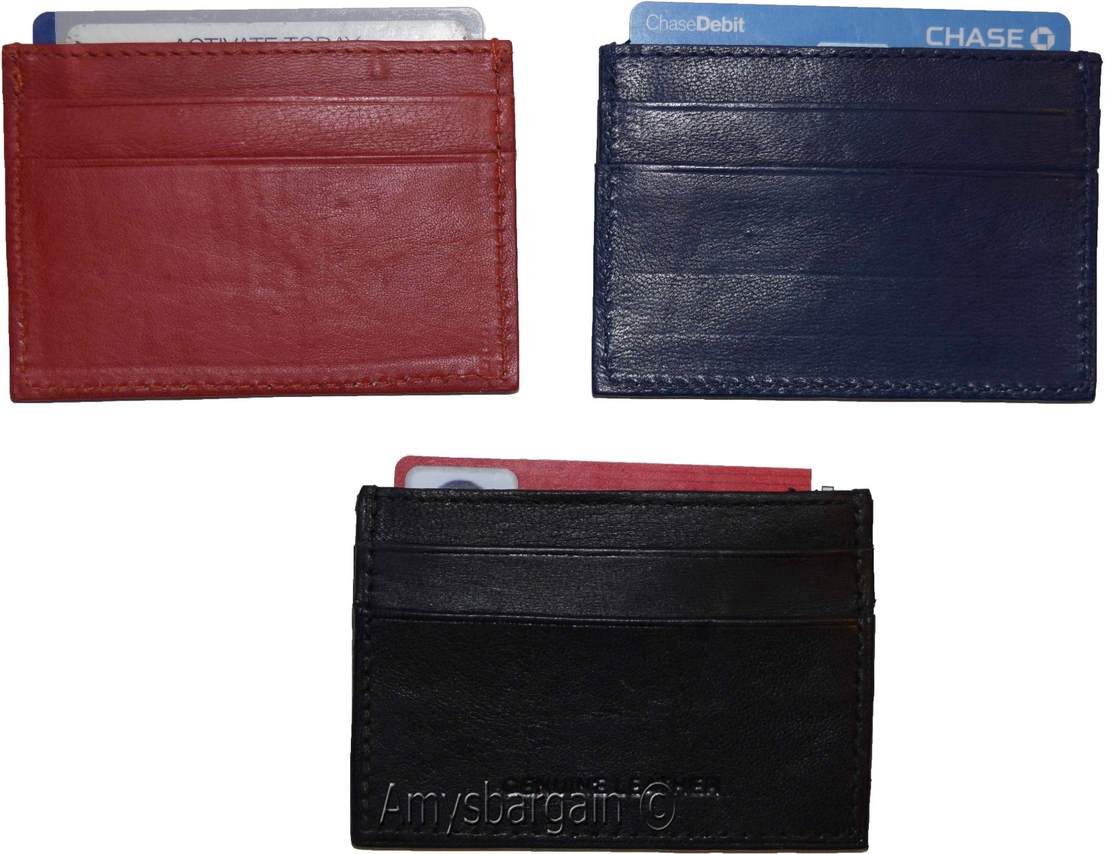 lot of 6. slim credit card case, 5 credit card leather case, thin flat card case - Image 9