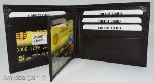 men's RFID brown wallet bifold genuine leather protect IDs credit cards in box. - Image 15