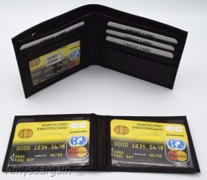 men's RFID brown wallet bifold genuine leather protect IDs credit cards in box. - Image 6