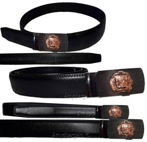 men's belt leather belt automatic lock click comfort badge shield buckle up- 50" - Image 11