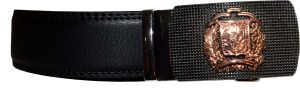 men's belt leather belt automatic lock click comfort badge shield buckle up- 50" - Image 4