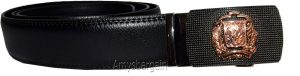 men's belt leather belt automatic lock click comfort badge shield buckle up- 50" - Image 5