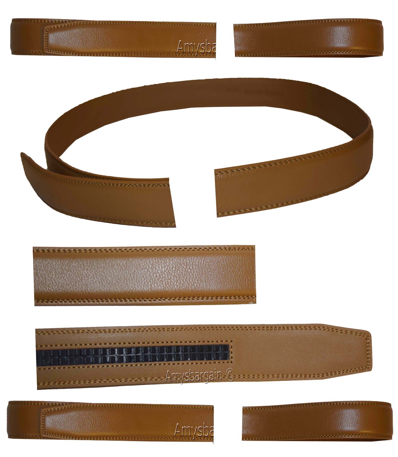 men’s camel leather belt strap size xl. 43" strap genuine leather new strap only