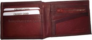 men's wallet Leather man's 6 credit card space zip change purse Sued interior bn - Image 3