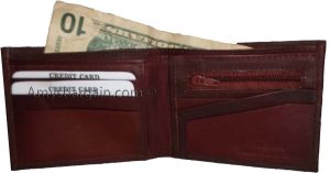 men's wallet Leather man's 6 credit card space zip change purse Sued interior bn - Image 5