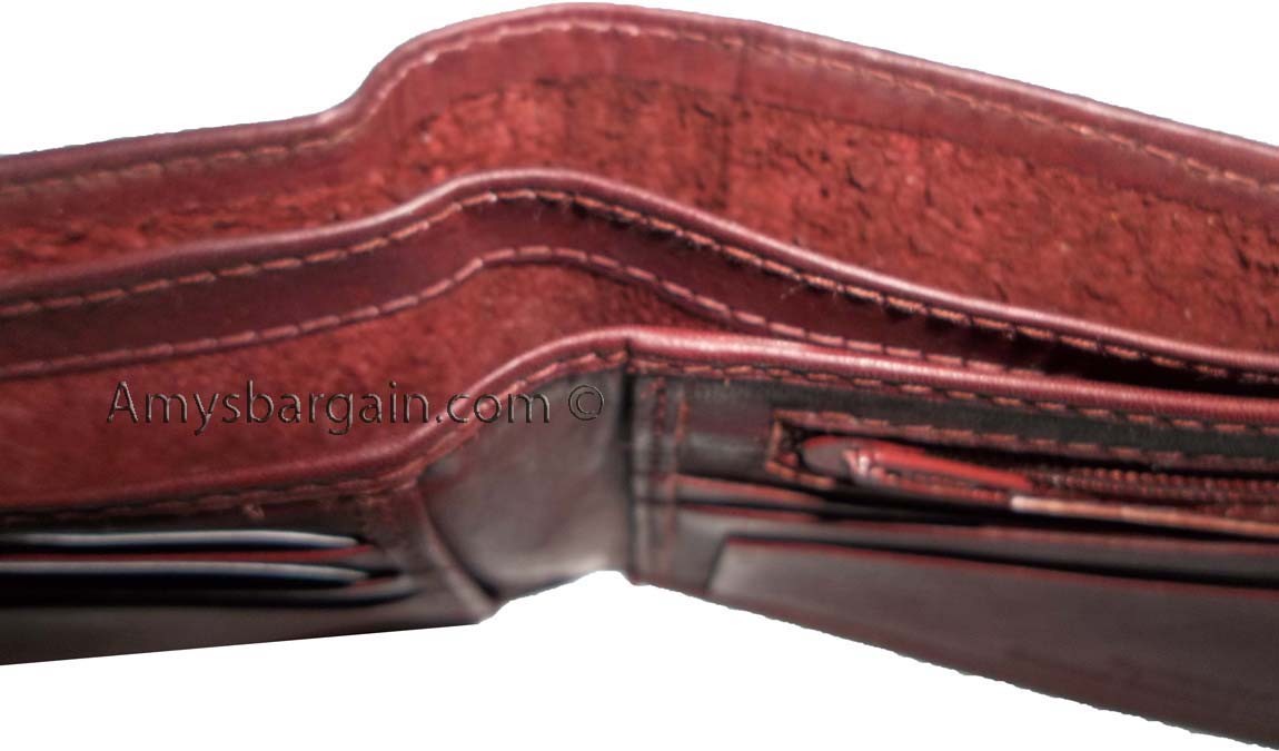 men's wallet Leather man's 6 credit card space zip change purse Sued interior bn - Image 6