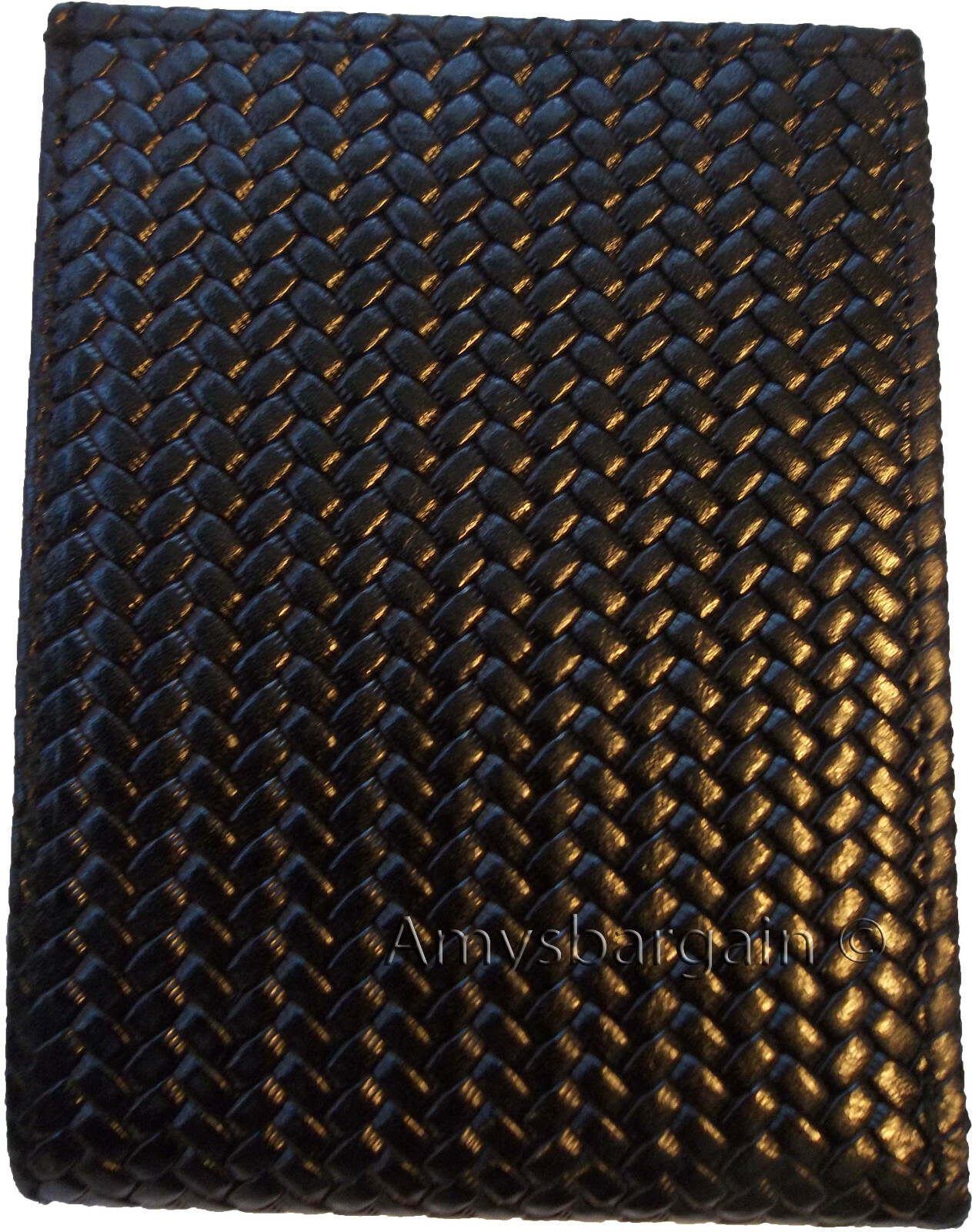 men's wallet woven printed leather new man's bi-fold wallet 2 bill slots 9 card - Image 4