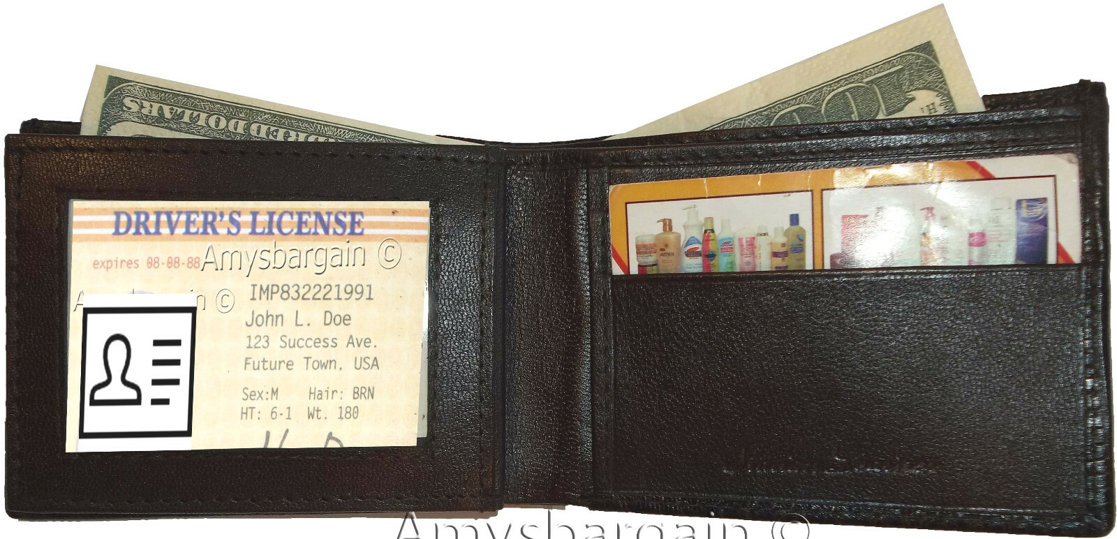 men's wallet woven printed leather new man's bi-fold wallet 2 bill slots 9 card - Image 6