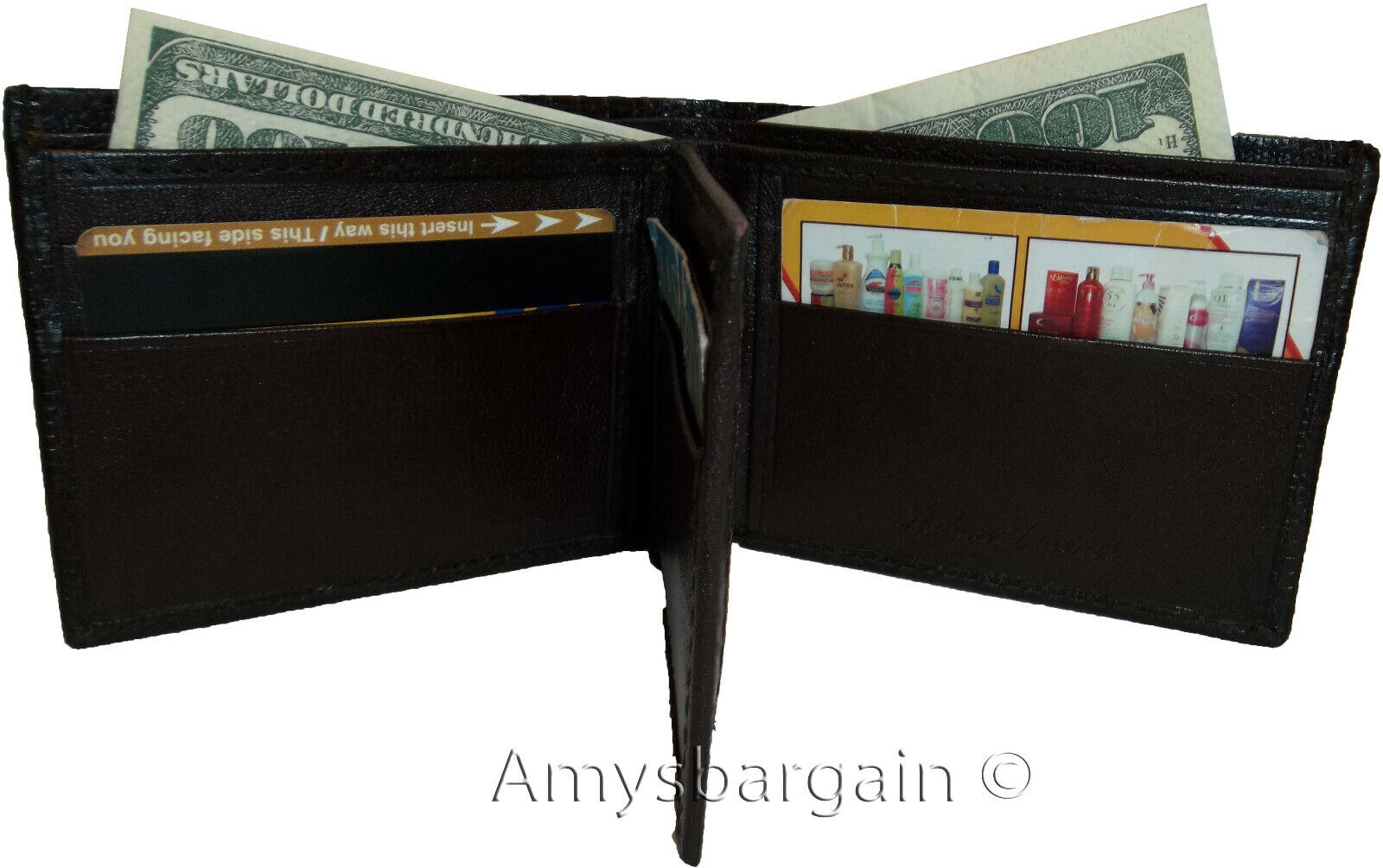 men's wallet woven printed leather new man's bi-fold wallet 2 bill slots 9 card - Image 7