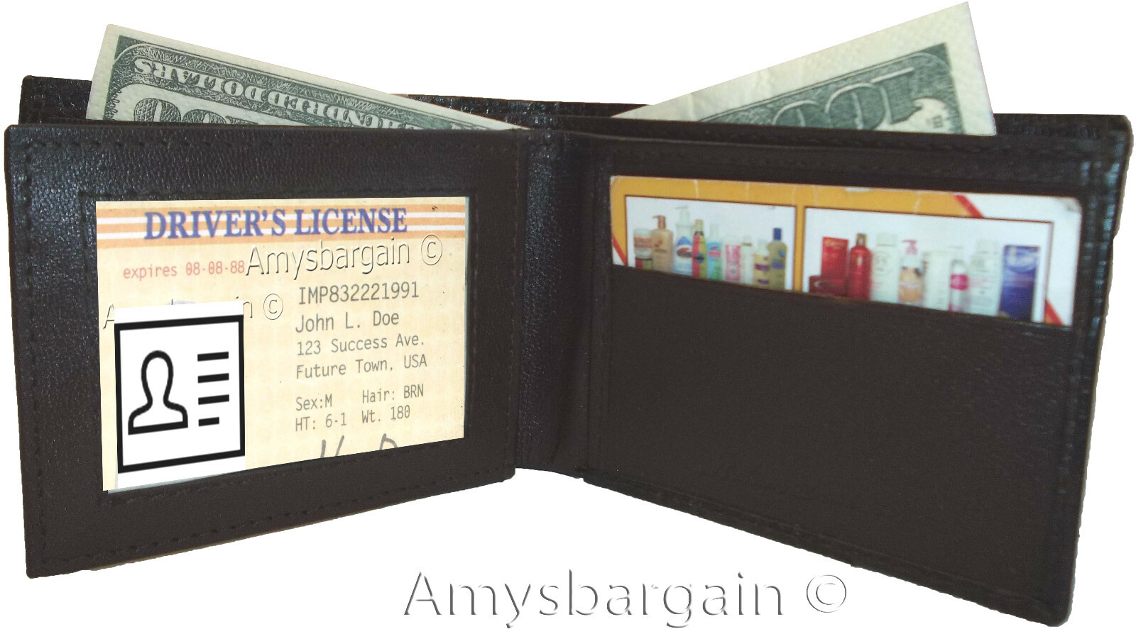 men's wallet woven printed leather new man's bi-fold wallet 2 bill slots 9 card - Image 8