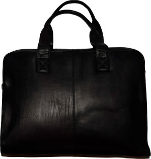 new leather black briefcase w/ 2 handles business case attaché case carryon bag - Image 11