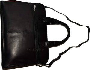new leather black briefcase w/ 2 handles business case attaché case carryon bag - Image 12