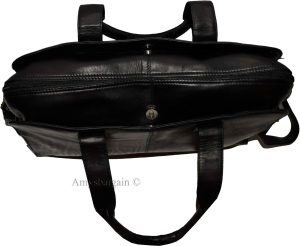 new leather black briefcase w/ 2 handles business case attaché case carryon bag - Image 13