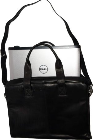 new leather black briefcase w/ 2 handles business case attaché case carryon bag - Image 5