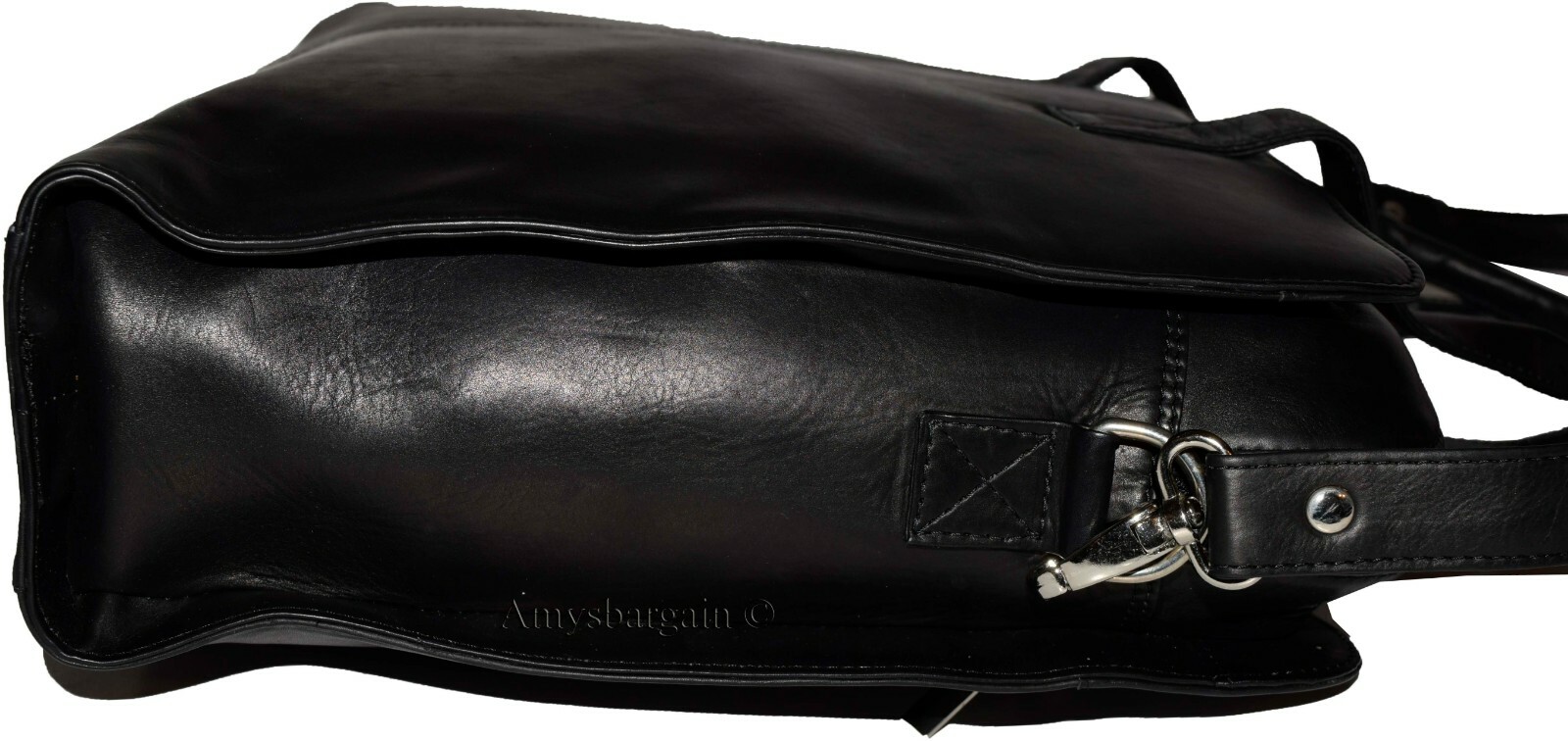 new leather black briefcase w/ 2 handles business case attaché case carryon bag - Image 6