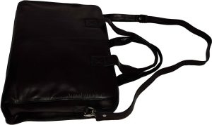 new leather black briefcase w/ 2 handles business case attaché case carryon bag - Image 7