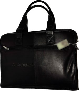 new leather black briefcase w/ 2 handles business case attaché case carryon bag - Image 10