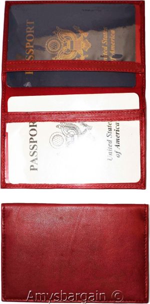 passport case leather passport cover red wallet credit card case id holder - Image 10