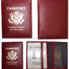 passport case leather passport cover red wallet credit card case id holder