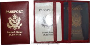 passport case leather passport cover red wallet credit card case id holder - Image 5