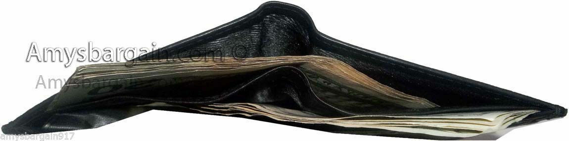 woman's genuine leather bi fold wallet 2 billfold black leather wallet 8 cards - Image 6