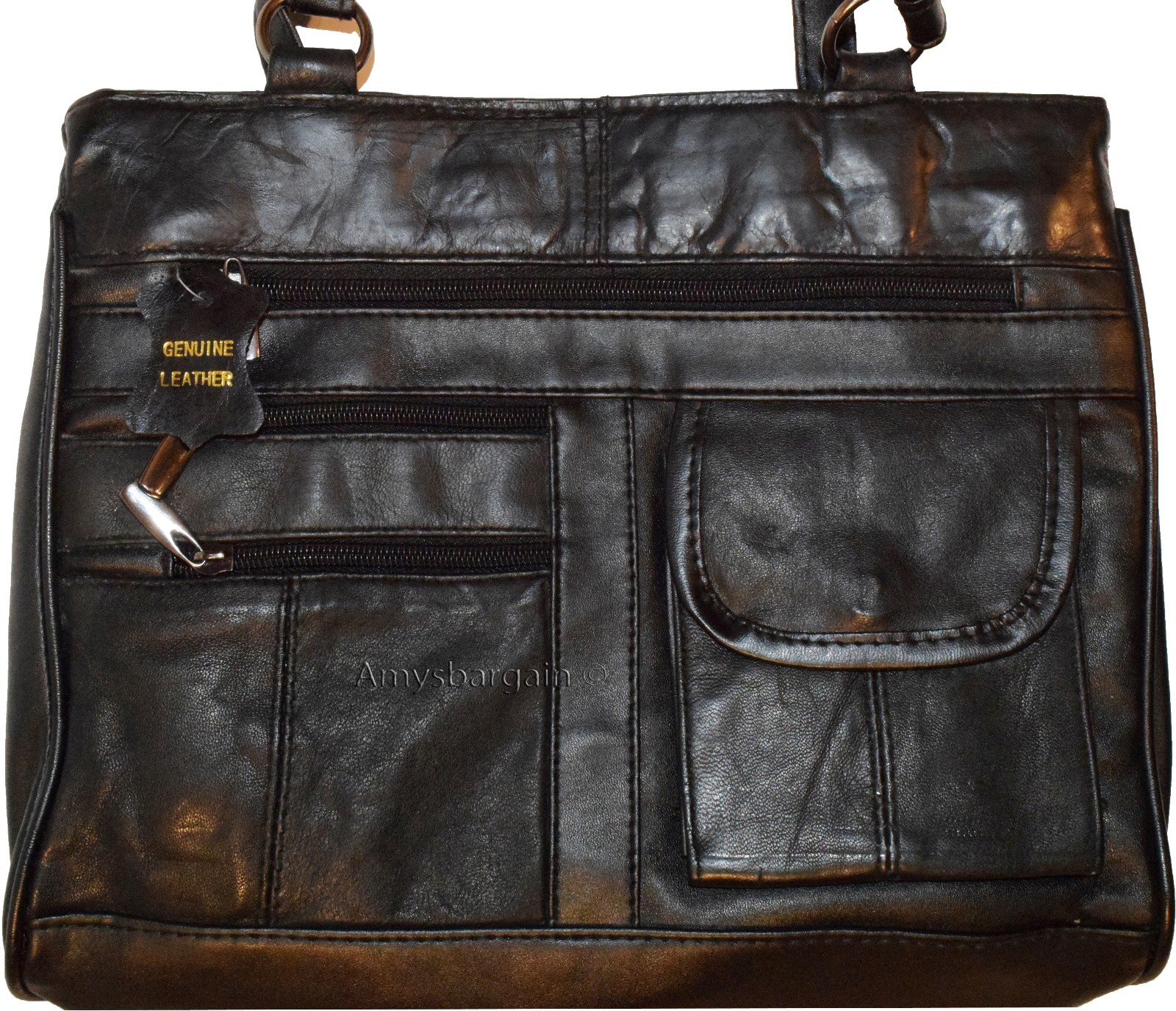 woman's leather Medium tote bag shoulder handbag day bag new 2 strap Tote bag - Image 13