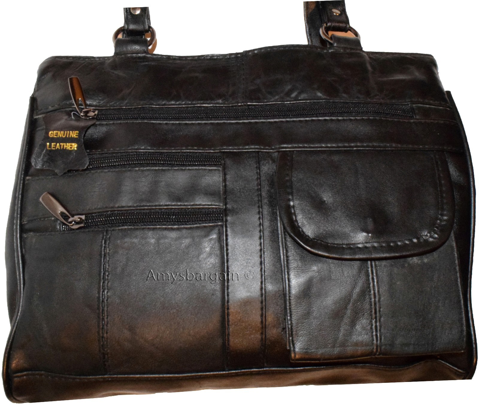 woman's leather Medium tote bag shoulder handbag day bag new 2 strap Tote bag - Image 7