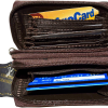 women’s leather accordion wallet brown credit card holder 2 zipper purse wallet