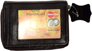 women’s leather accordion wallet brown credit card holder 2 zipper purse wallet - Image 3