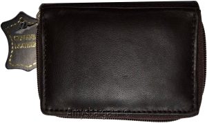 women’s leather accordion wallet brown credit card holder 2 zipper purse wallet - Image 4