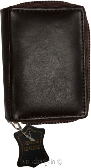 women’s leather accordion wallet brown credit card holder 2 zipper purse wallet - Image 6