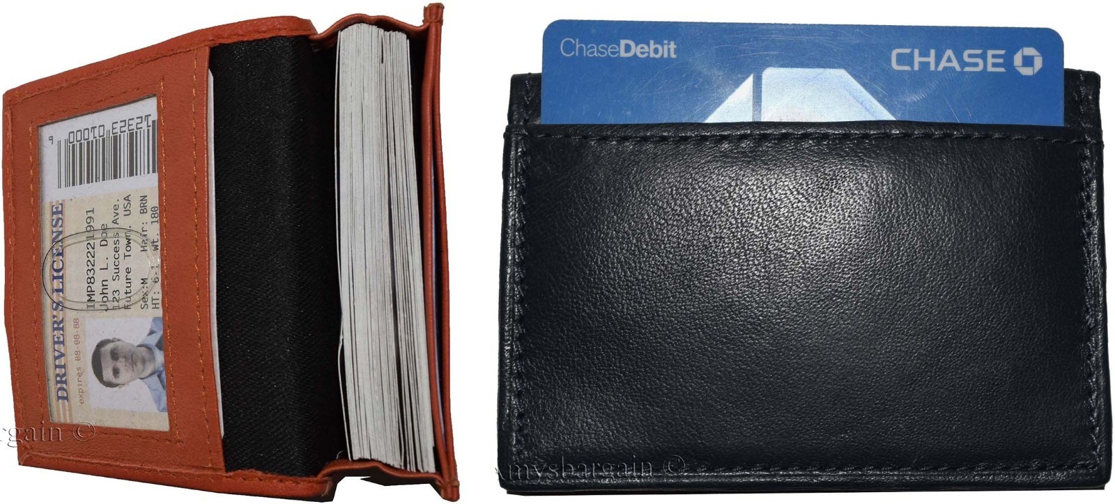 2 women men's Leather Business Credit Card ID card case fifty cards holder bnwt