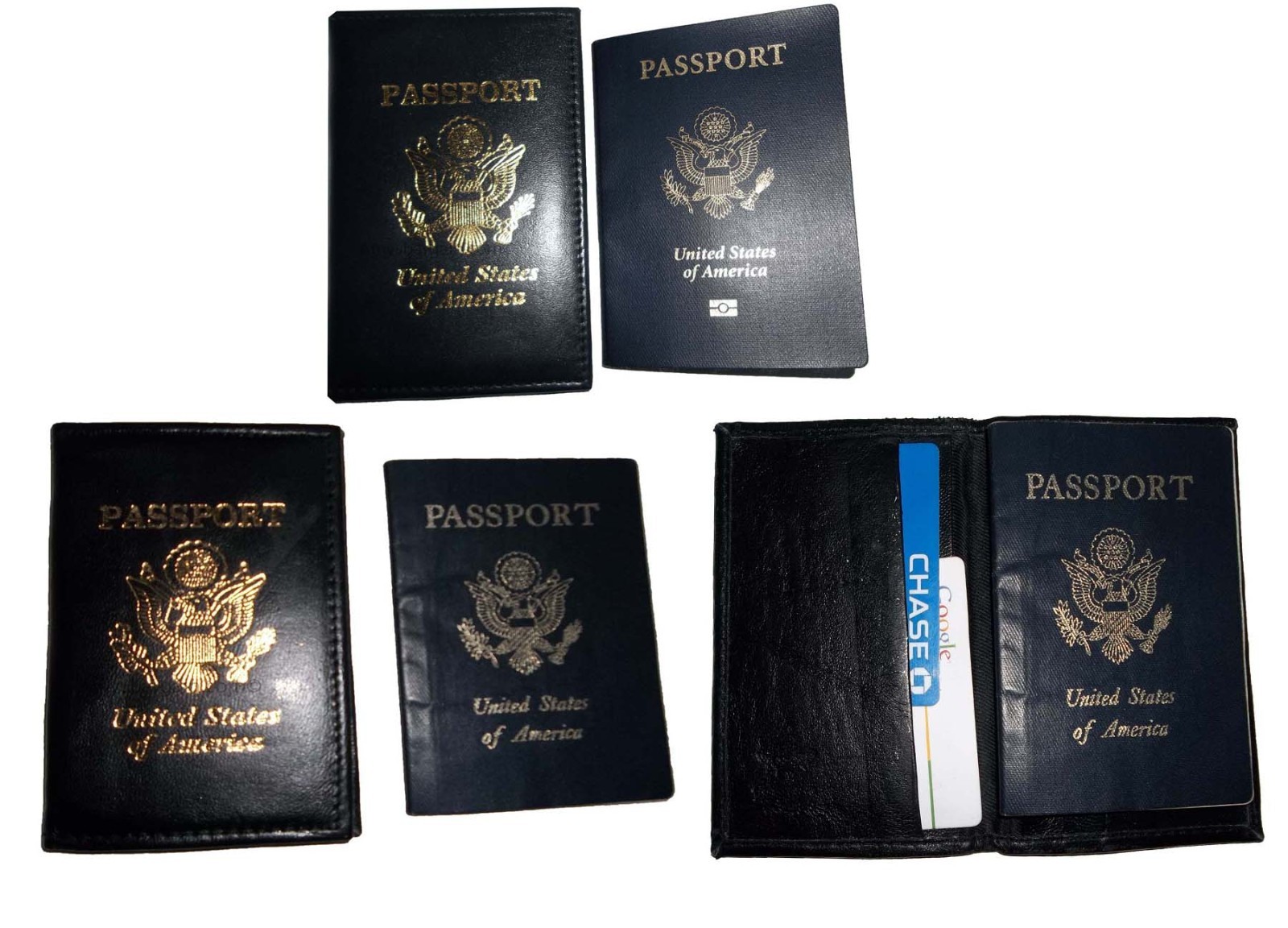 3 New USA Leather passport case wallet credit ATM card case ID holder BN