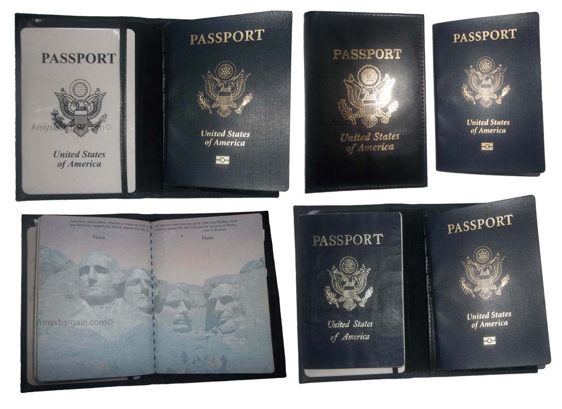 4 New USA Leather passport case wallet credit ATM card case ID holder Brand New