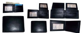 6 Man's Leather black wallet 12 credit card Holder 2 ID 2 Bifold slots Unbranded