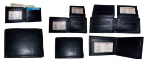 6 Man's Leather black wallet 12 credit card Holder 2 ID 2 Bifold slots Unbranded