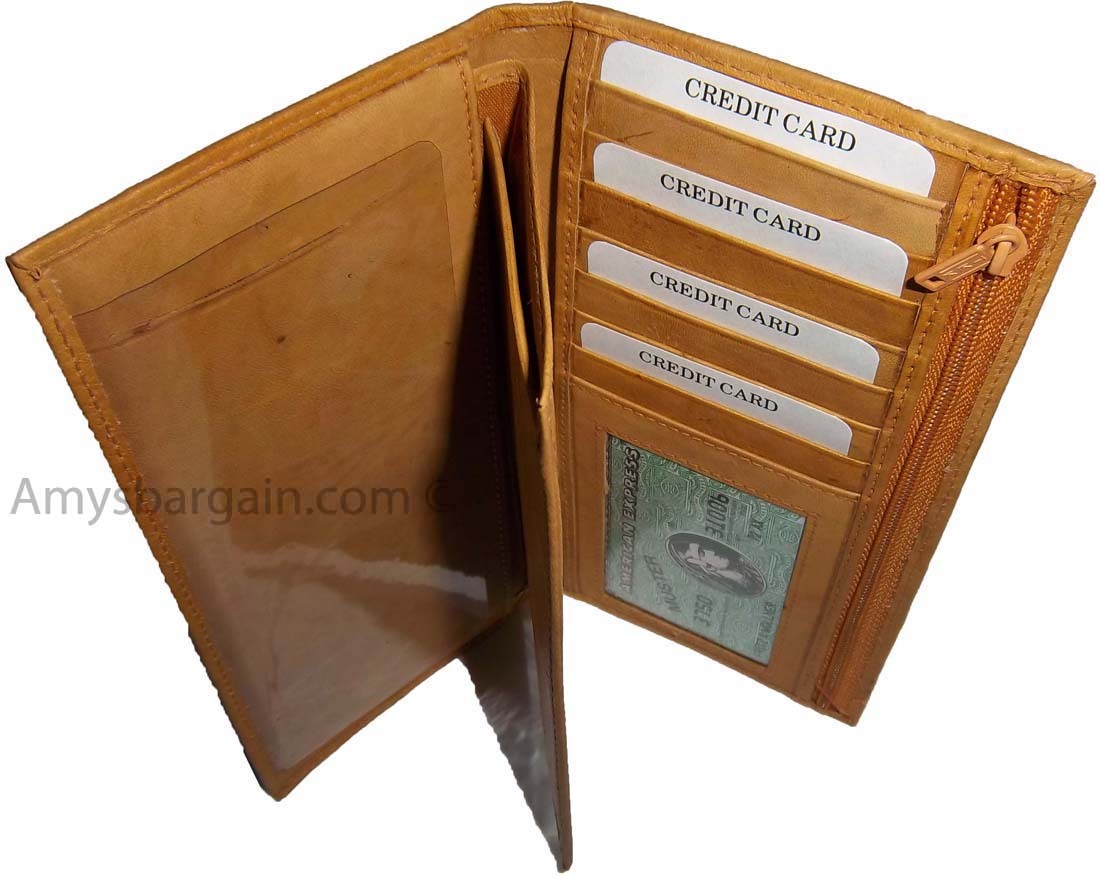 Checkbook wallet Leather Checkbook cover. Credit card wallet zip change purse BN - Image 13
