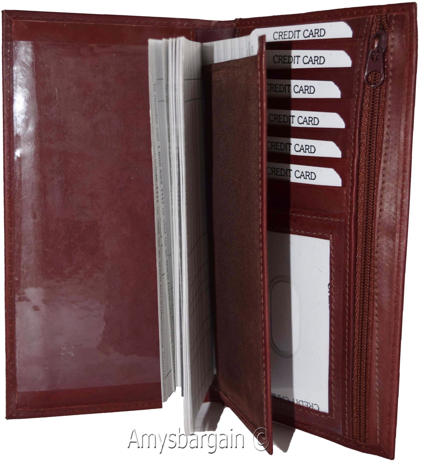 Checkbook wallet Leather Checkbook cover. Credit card wallet zip change purse BN - Image 3