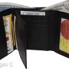 Genuine Leather trifold Men's wallet 9 credit card 2 ID Bill slots Black Wallet