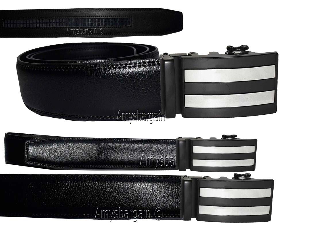Genuine leather men's ratchet belt men’s casual adjustable automatic buckle 50”*