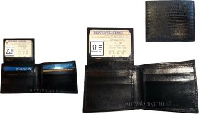 Italian Styled Woven Printed Leather man's bi fold wallet 2 billf slot 6 card ID