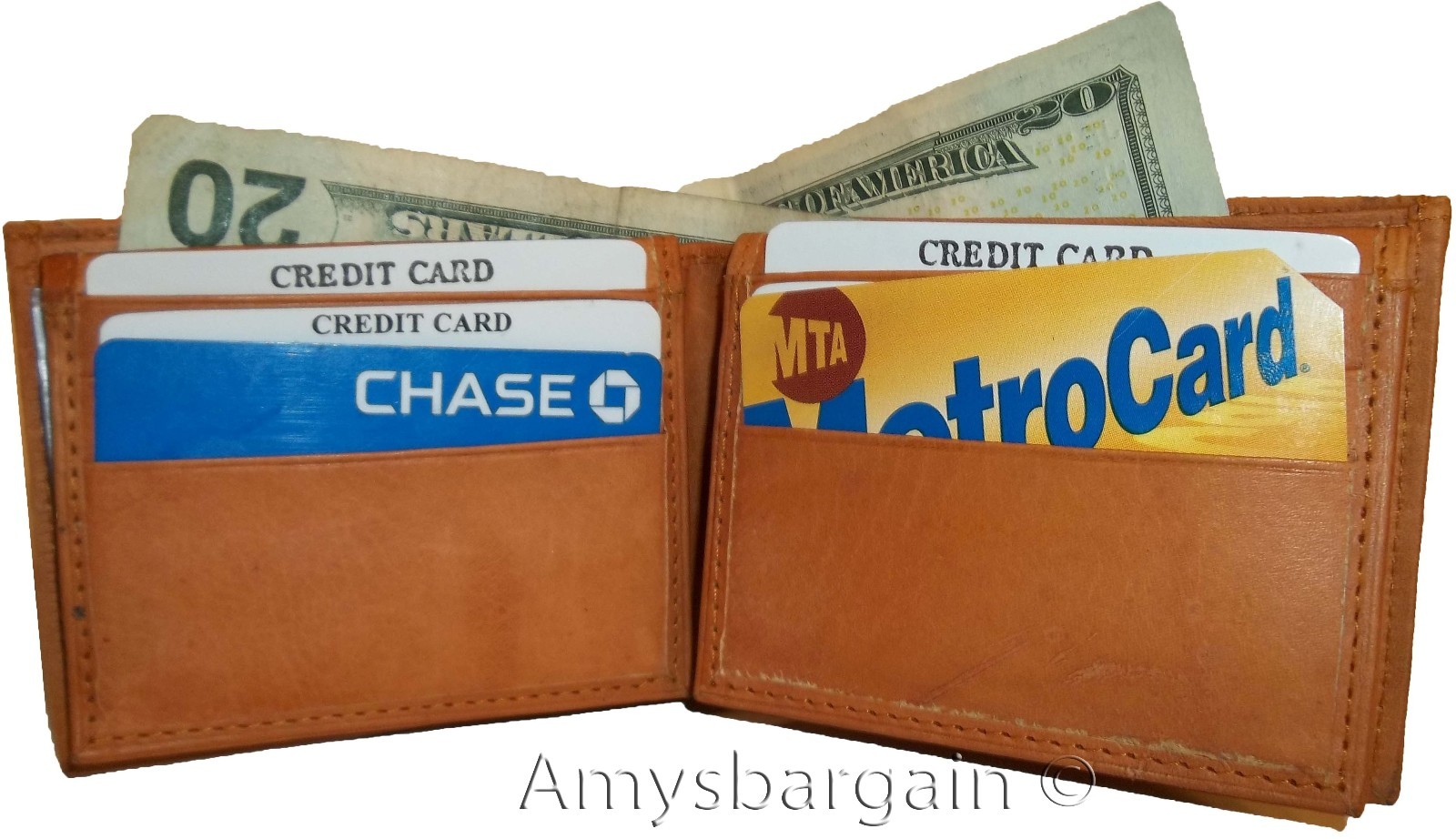 Lat of 2 New Man's Bifold Leather Wallet, 12 Credit Cards, 2 Tan Billfolds new - Image 12