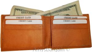 Lat of 2 New Man's Bifold Leather Wallet, 12 Credit Cards, 2 Tan Billfolds new - Image 5