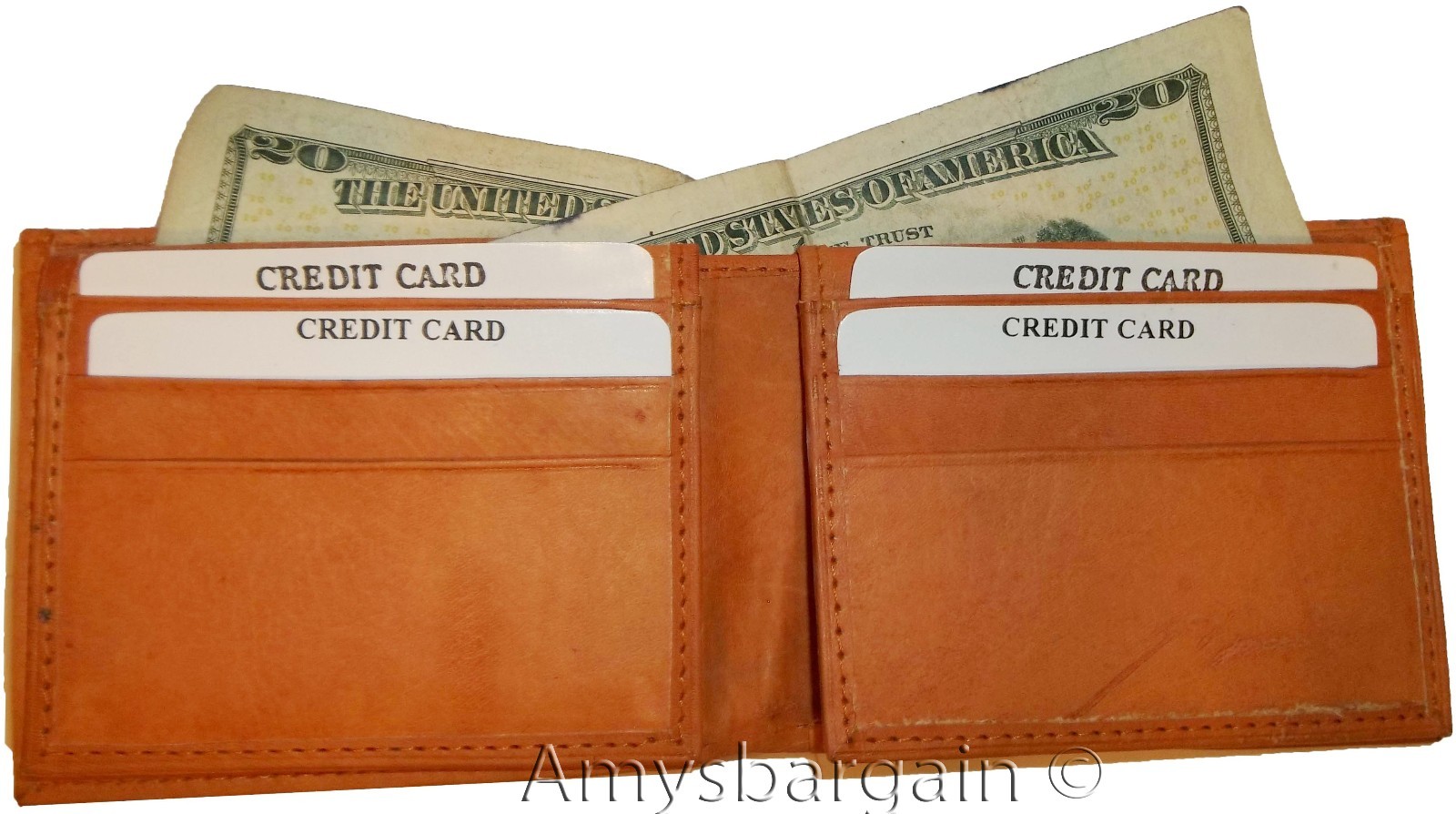 Lat of 2 New Man's Bifold Leather Wallet, 12 Credit Cards, 2 Tan Billfolds new - Image 5