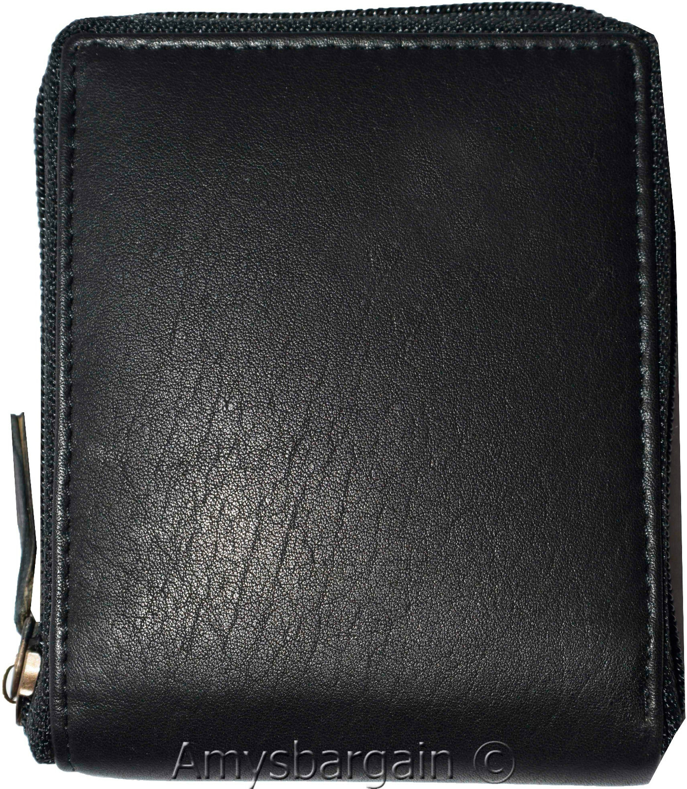 Leather RFID wallet Men's zip around leather 2 billfolds 7 card ID change in Box - Image 8