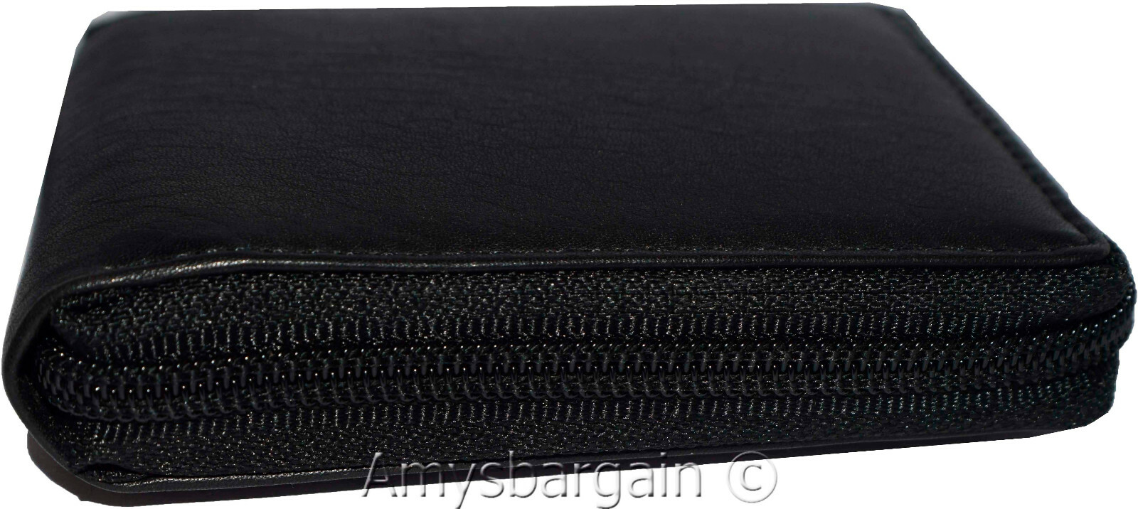 Leather RFID wallet Men's zip around leather 2 billfolds 7 card ID change in Box - Image 9