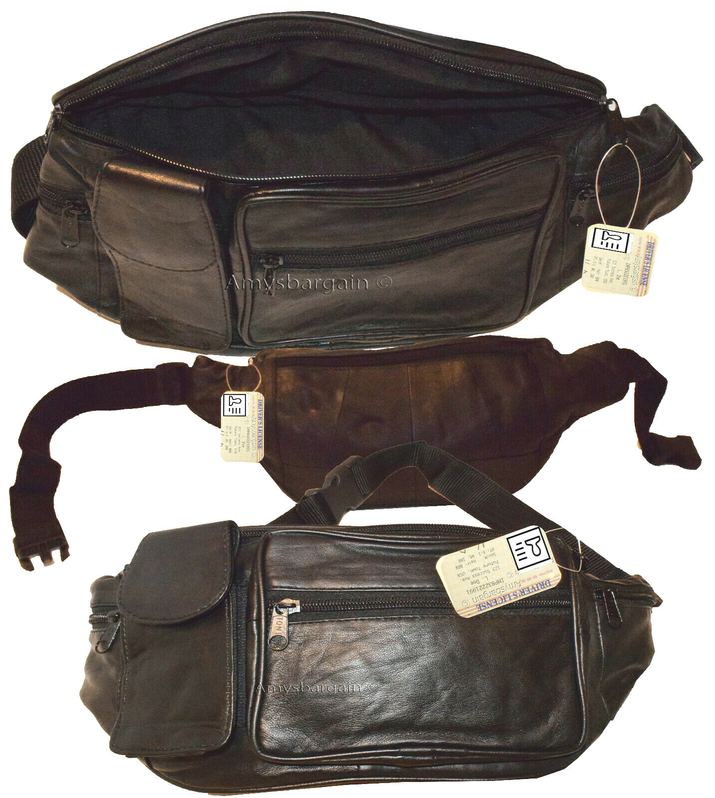 Leather waist pouch large waist bag leather bag Fanny pack sports bag 5 pockets*