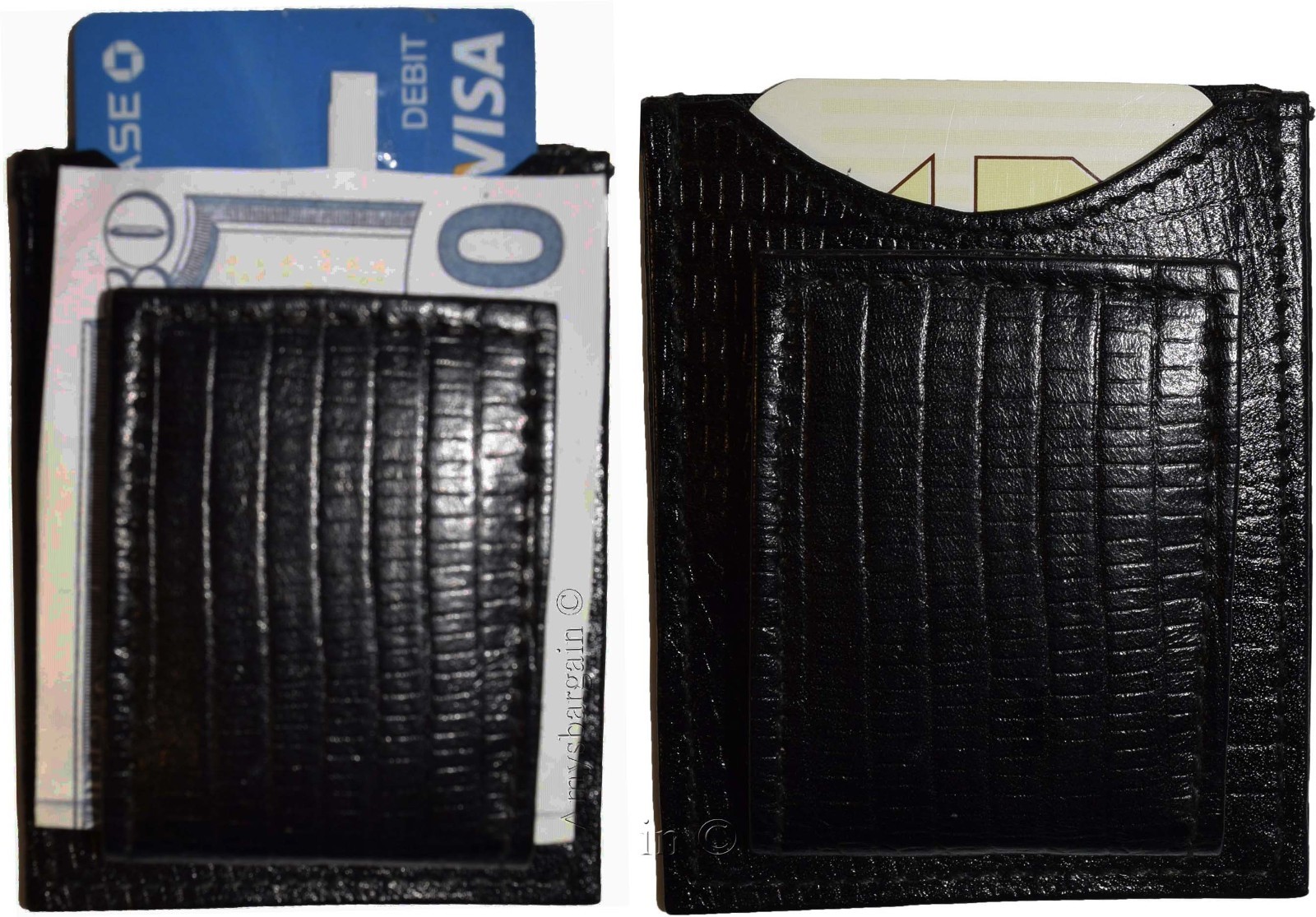 Lot of 12 Black Lizard skin printed leather money clip unbranded money Clip New - Image 12